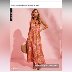 VICI Savaneta Ruched Halter Maxi